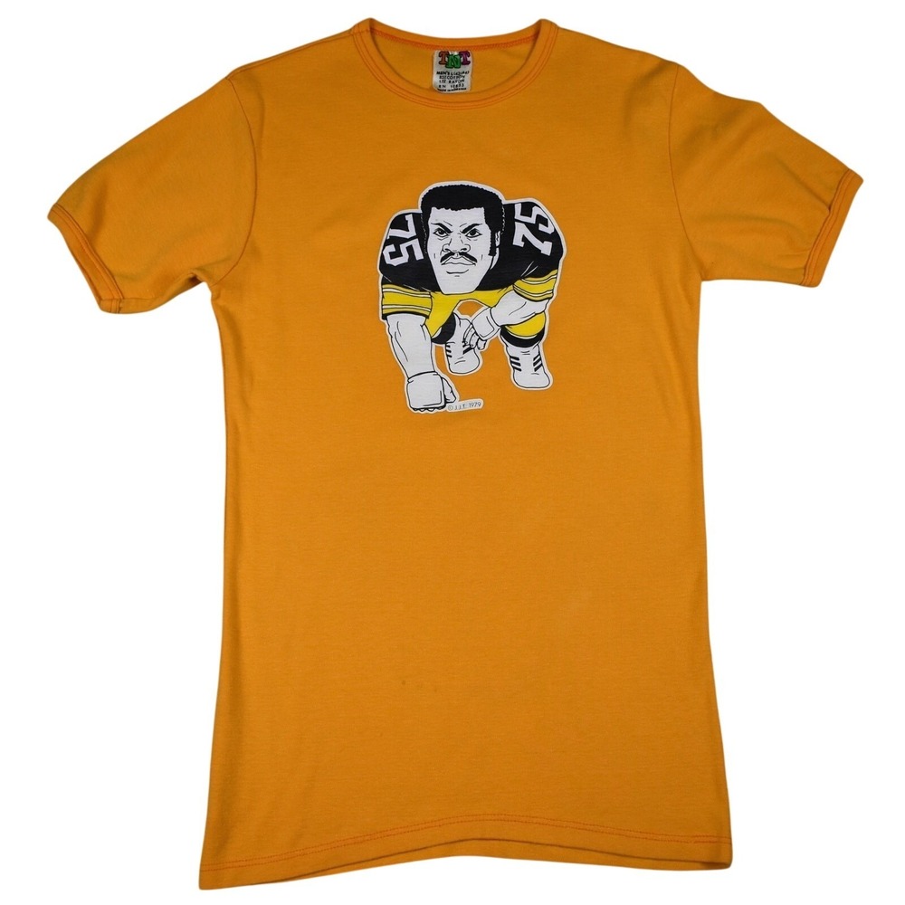 VTG 70s Pittsburgh Steelers Shirt Mean Joe Greene 75 NFL Football Gold Small (L)
